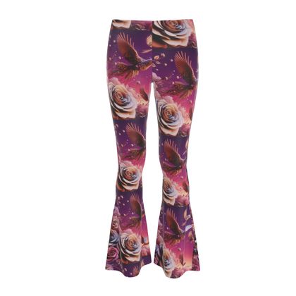 R$RH Flowery Abstract Birds High Waisted Flared Leggings