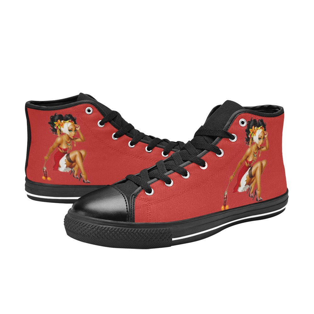 R&RH Red Women's Classic High Top Canvas Shoes