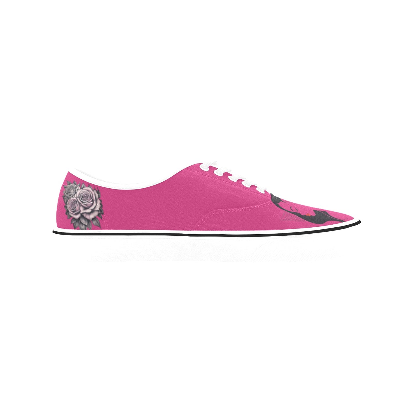 R&RH Woman With Rose Womens Pink Low Top Designer Classic Sneakers