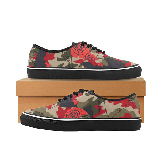 R&RH Woman With Rose Womens Camoflage Low Top Designer Sneakers