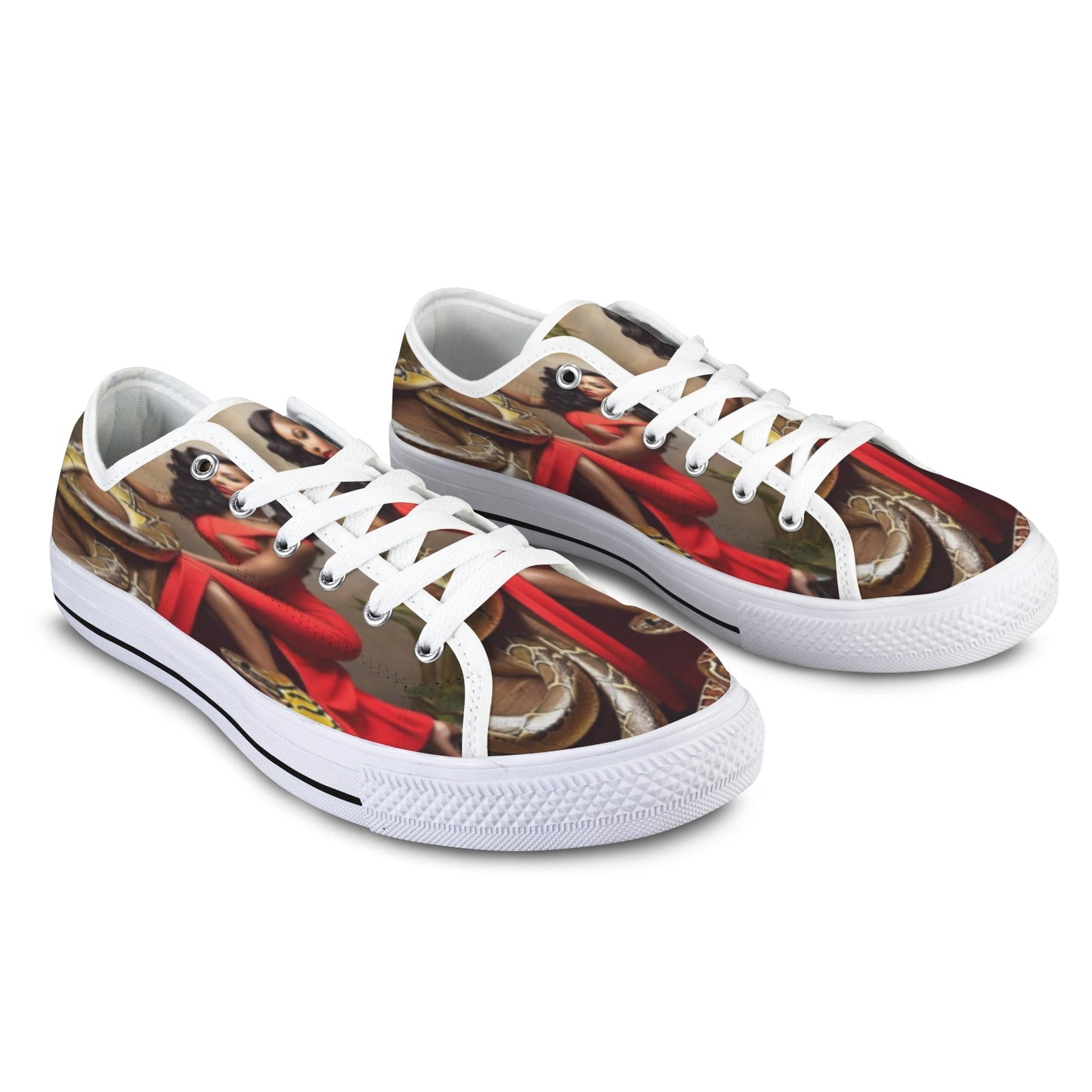 R&RH LuiiLoviie Womens Red Caricature Low Top Sneaker