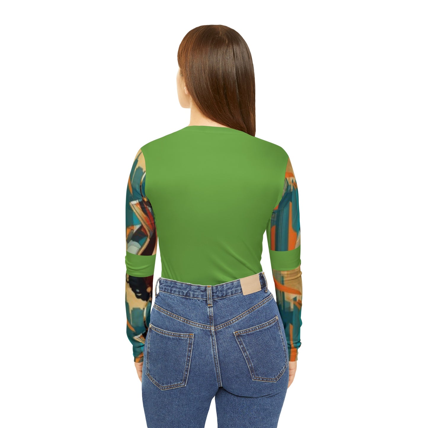 R&RH Women's Green Abstract Long Sleeve Shirt