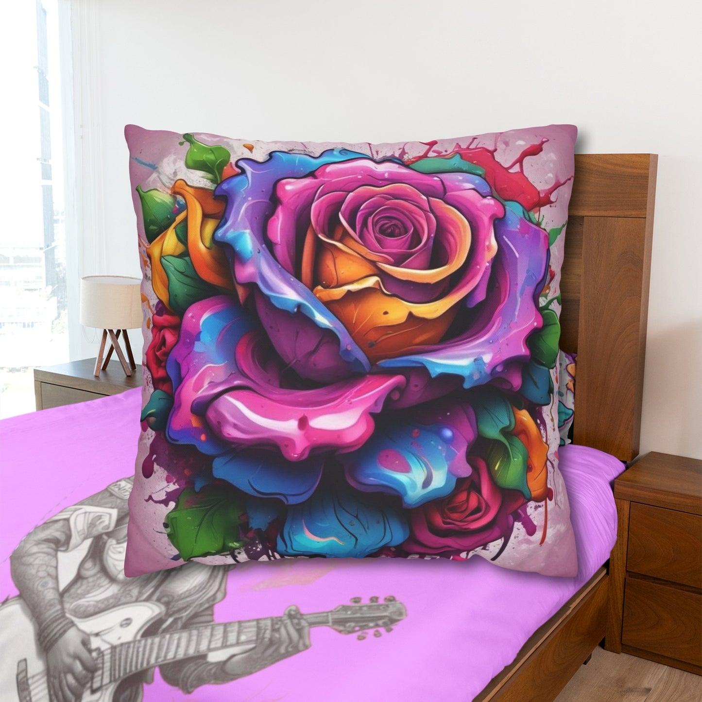 R&RH Square Guitar Girl Pillowcase