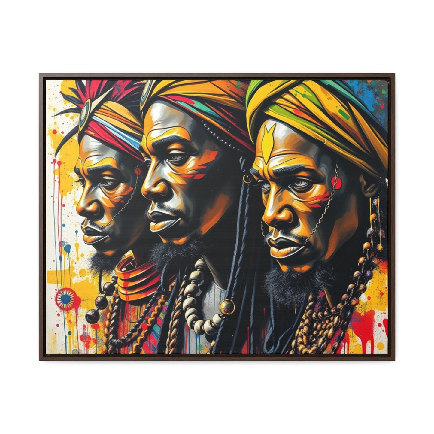 R&RH Cultural Heritage Canvas Wrap - Vibrant Art of Three Warriors