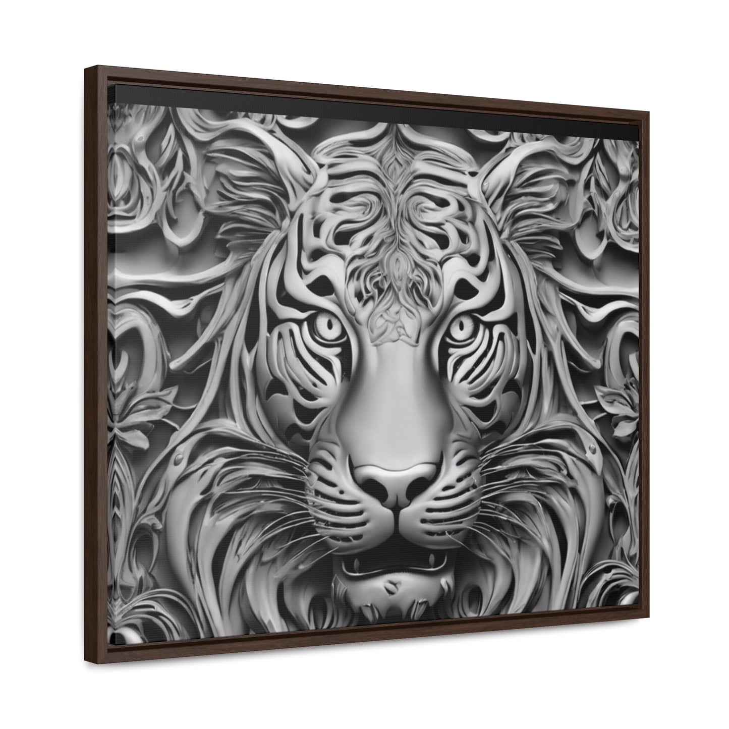 R&RH Black and White Lion Gallery Canvas With Horizontal Frame