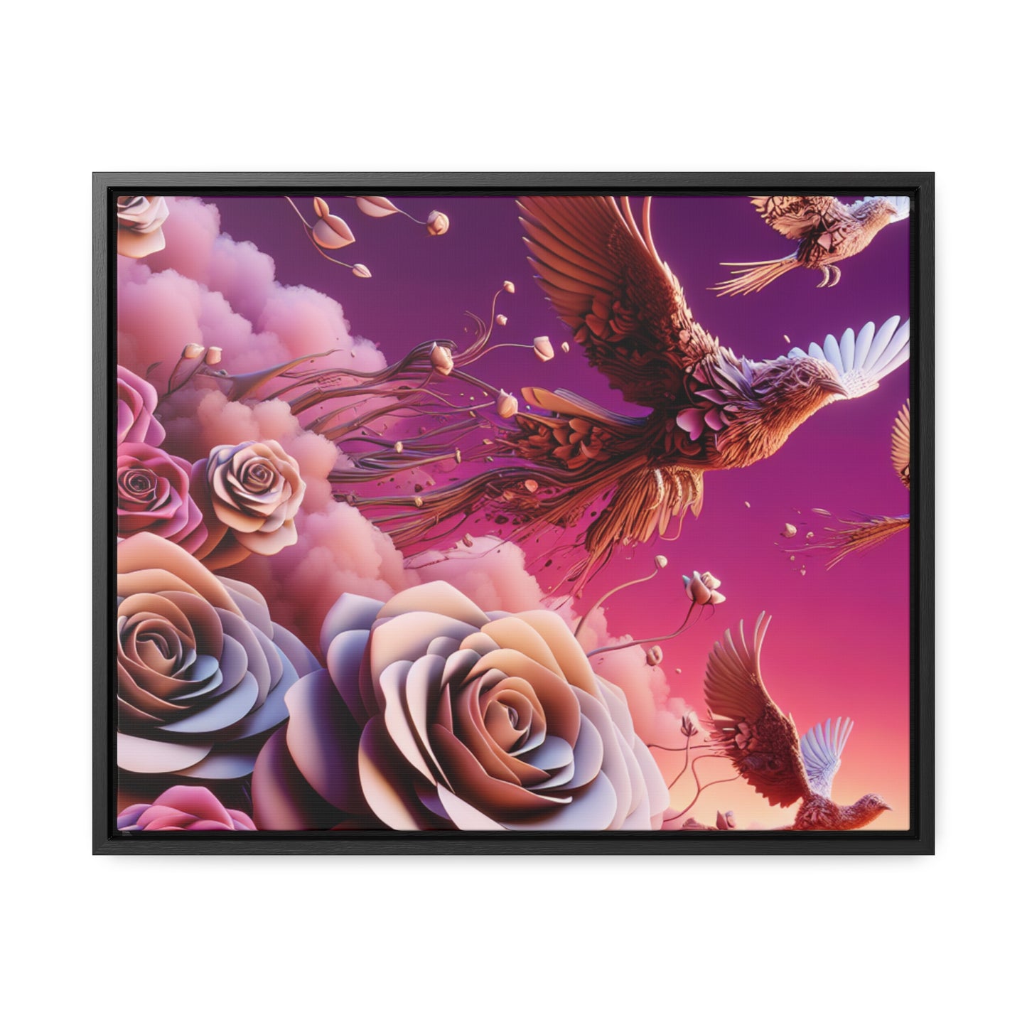 R&RH Flowery Birds Framed Canvas Painting