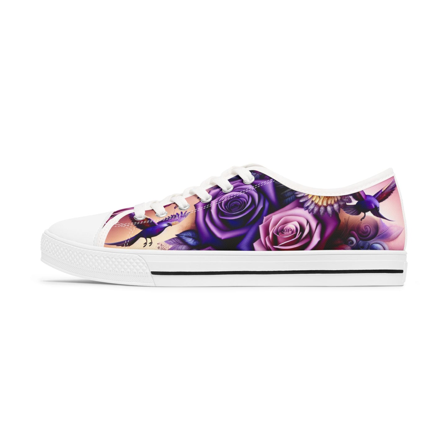 R&RH Purple Floral Art Women's Low Top Sneakers - Stylish and Comfortable Everyday Footwear