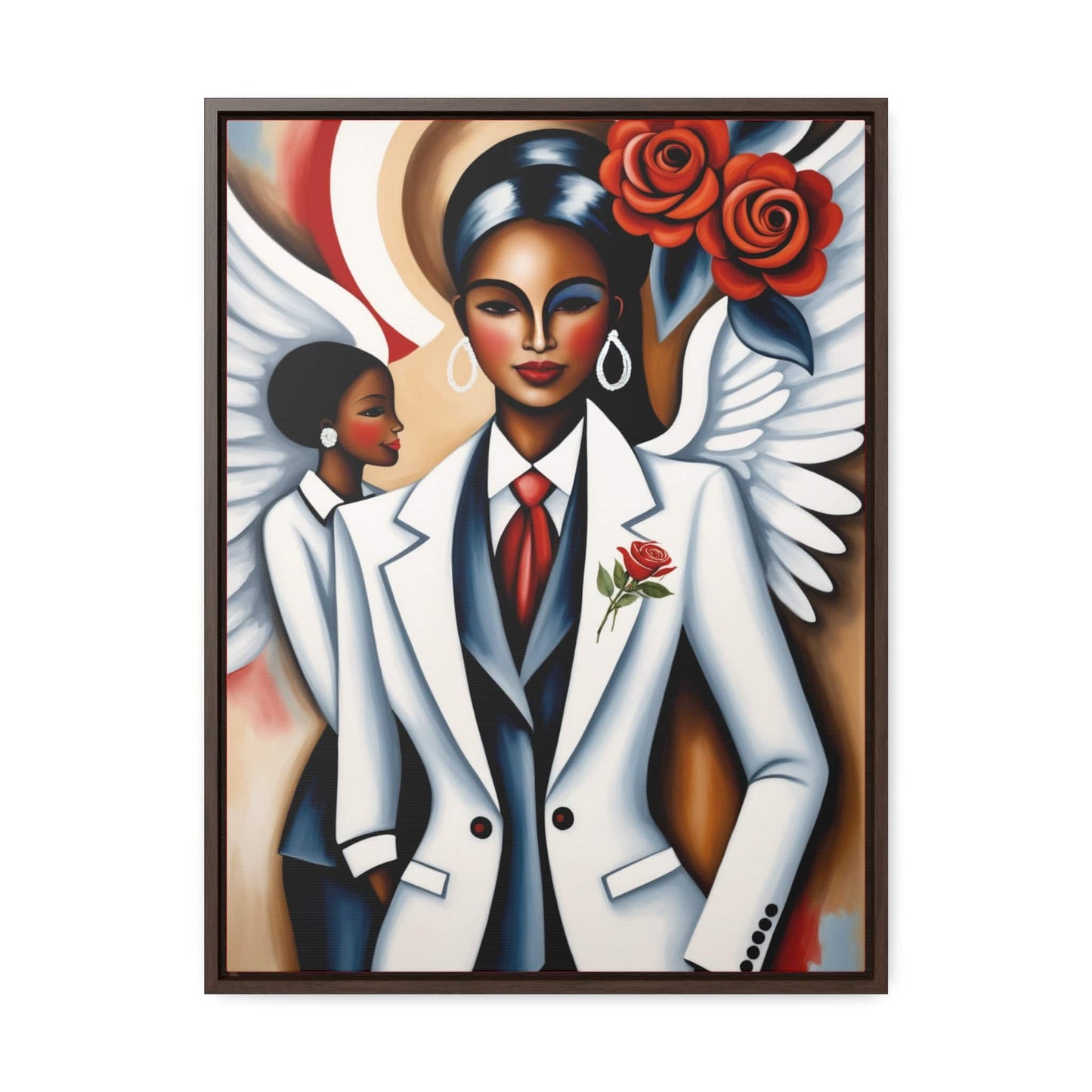 R&RH Red and White Angels Smile Canvas Portrait Empowering Gallery Canvas Wrap - Modern Art for Inspirational Spaces