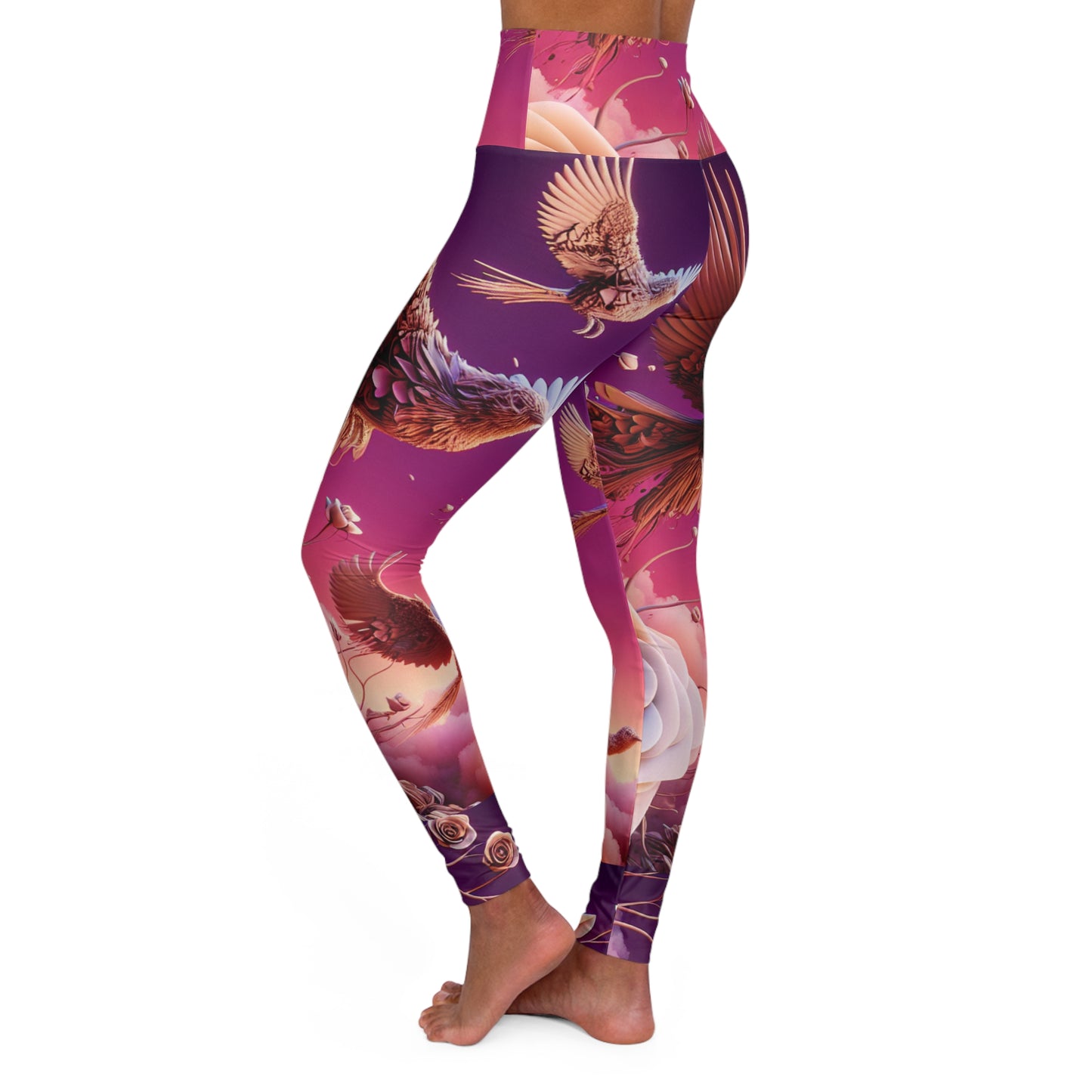 R&RH Purple Eco-Friendly High Waisted Yoga Leggings with Nature-Inspired Design