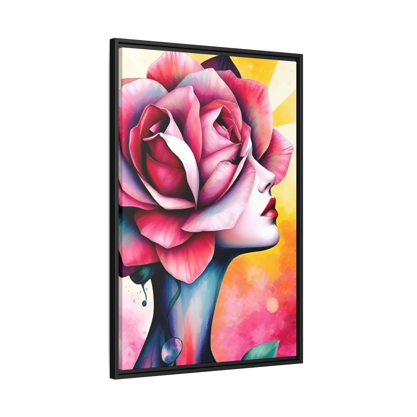 R&RH Framed Wall Art - Vibrant Floral Woman Portrait