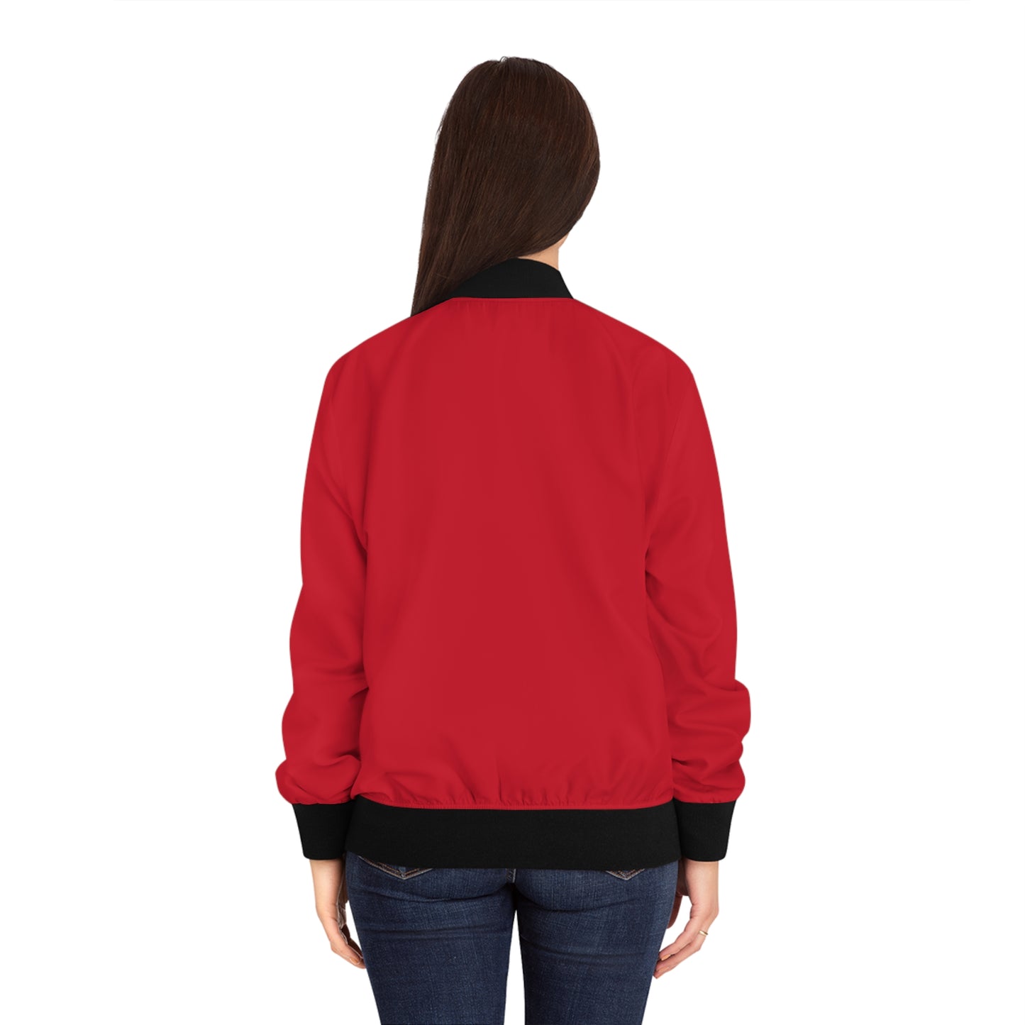 R&RH Red Floral Printed Women's Bomber Jacket - Stylish and Edgy Red Design