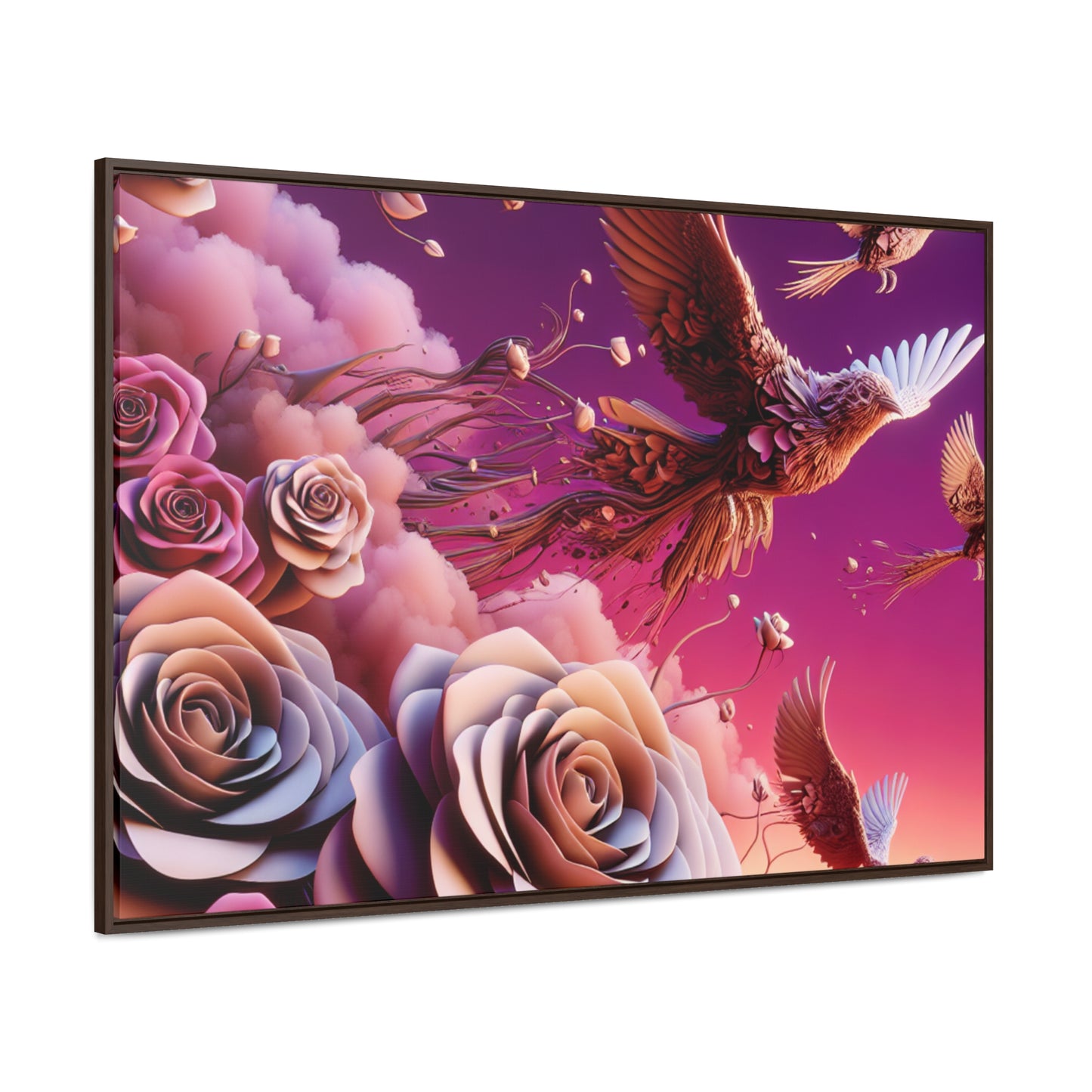 R&RH Flowery Birds Framed Canvas Painting