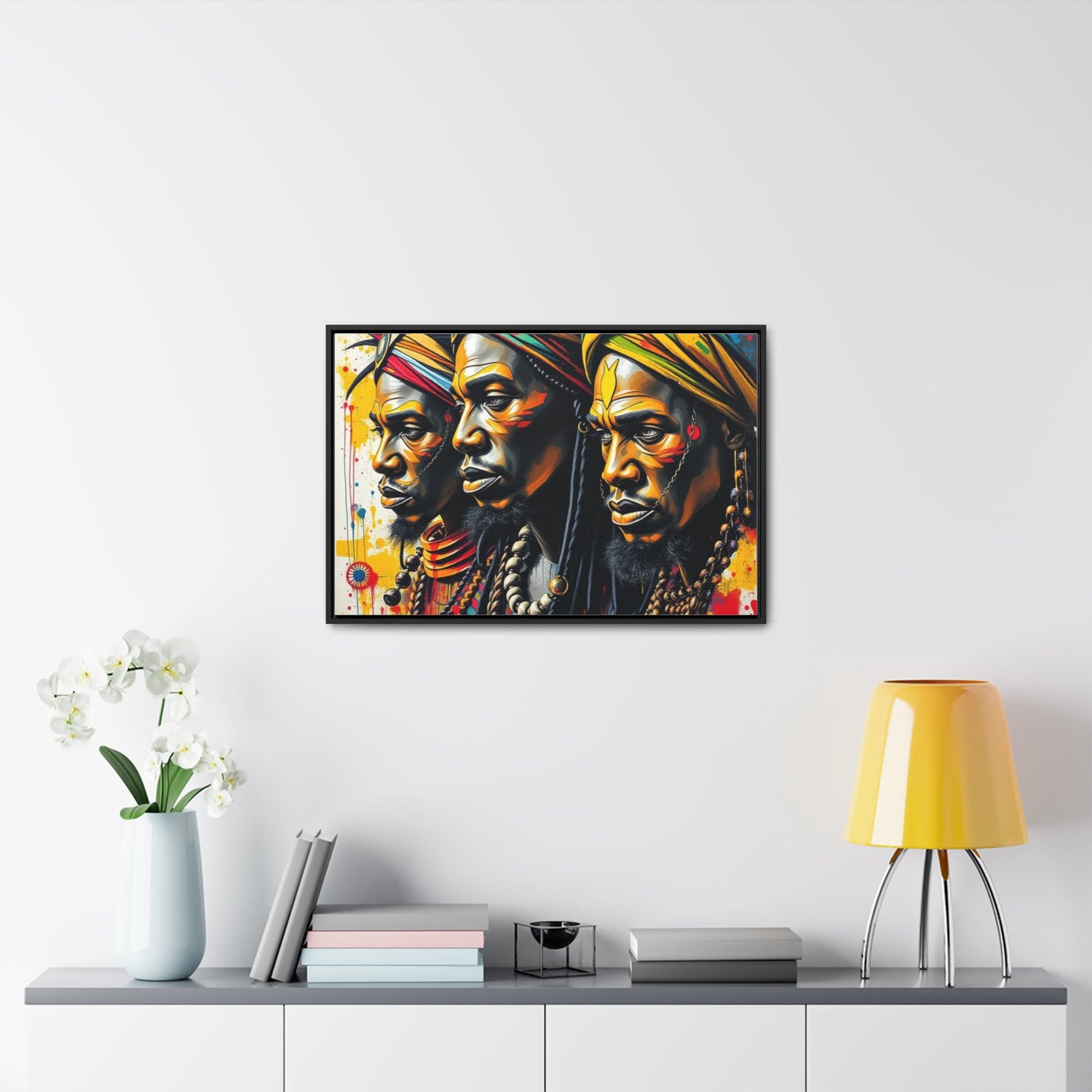 R&RH Cultural Heritage Canvas Wrap - Vibrant Art of Three Warriors