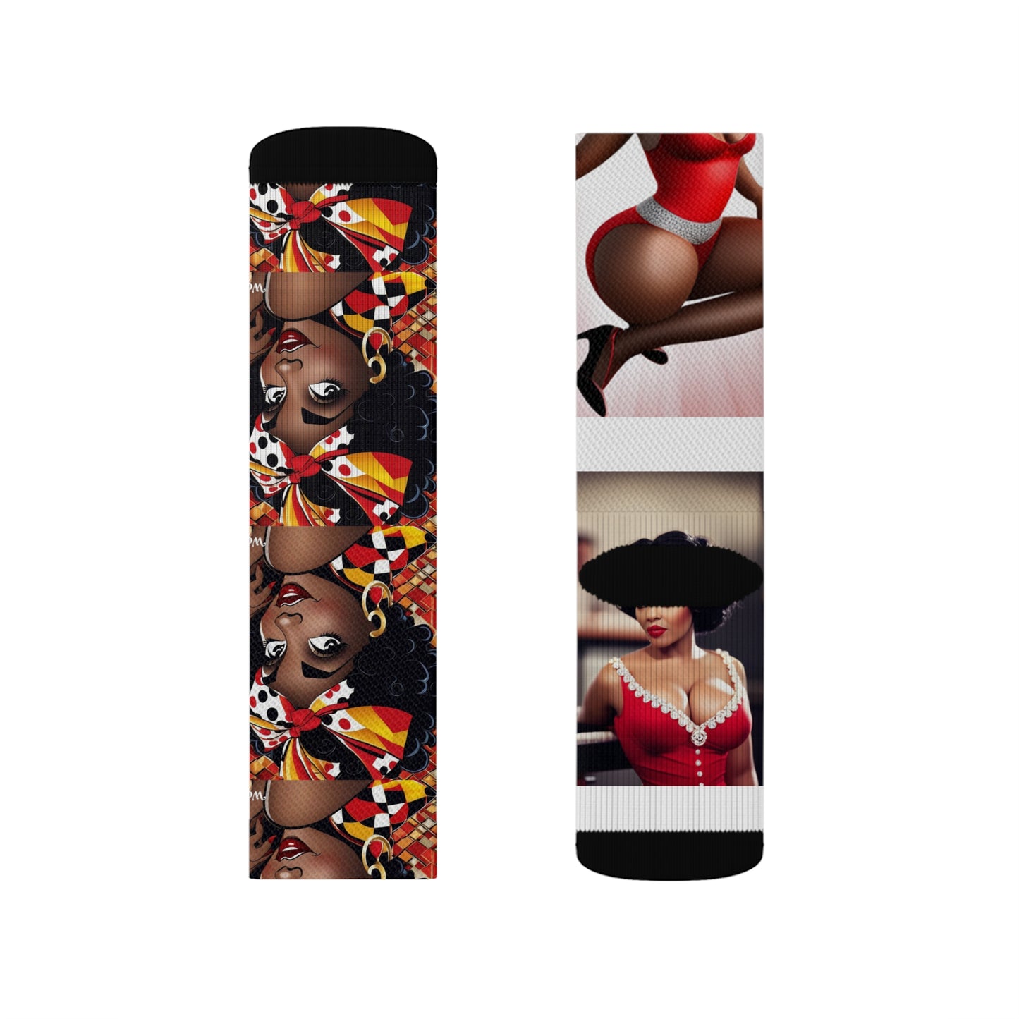 R_RH Red Caricature Sublimation Socks