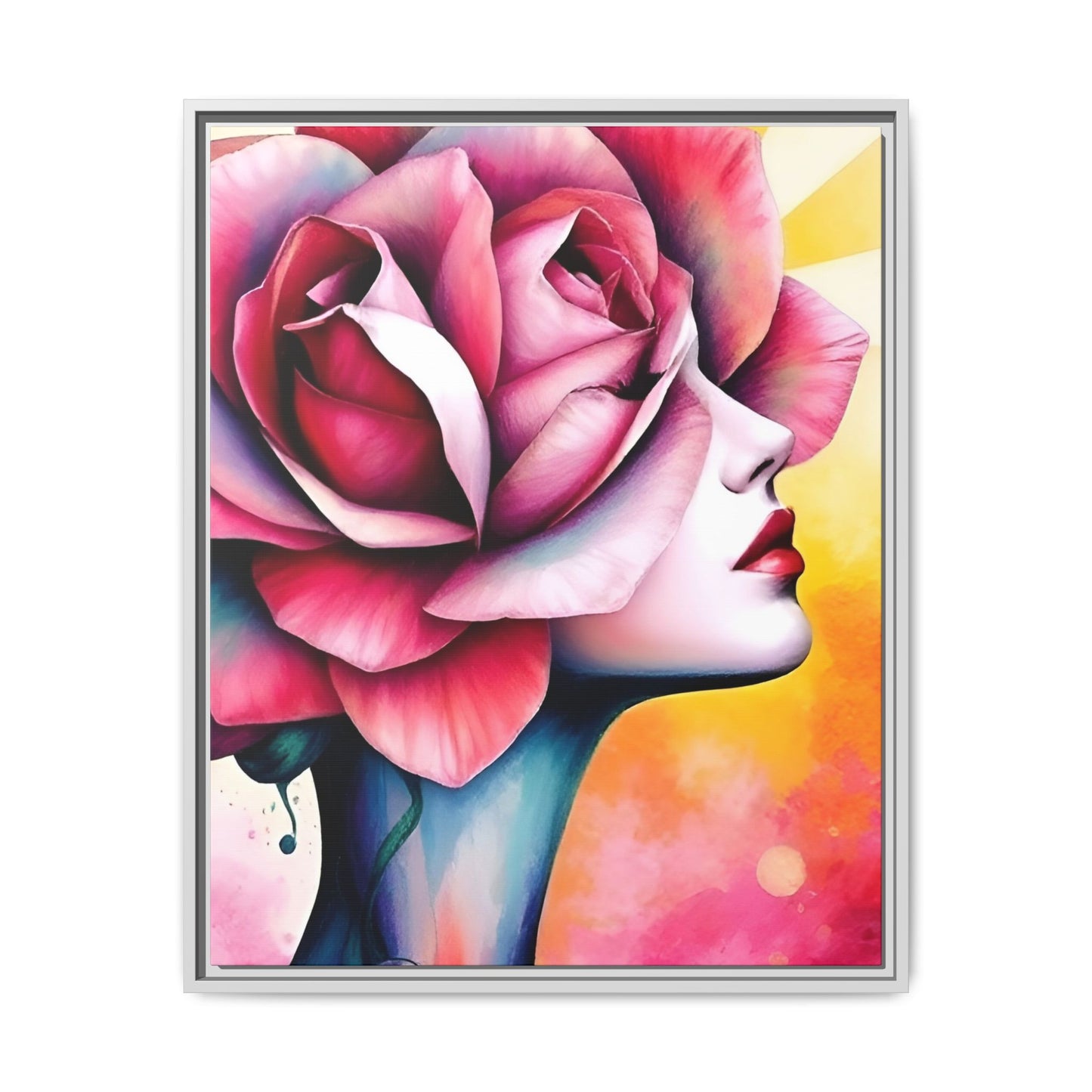 R&RH Framed Wall Art - Vibrant Floral Woman Portrait