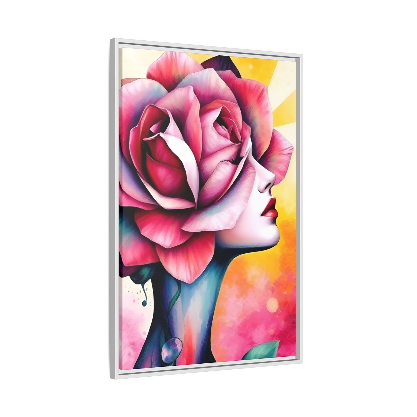 R&RH Framed Wall Art - Vibrant Floral Woman Portrait