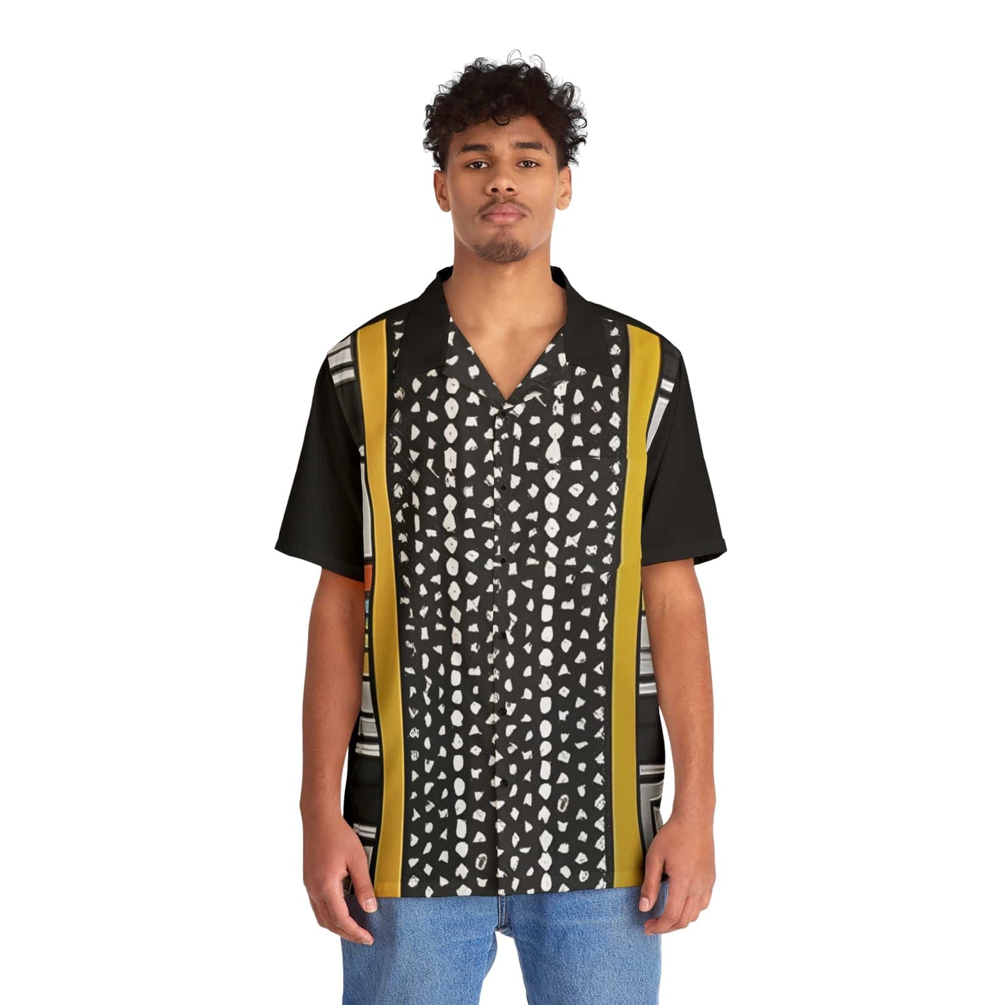 R&RH Men's Hawaiian Black Shirt - Tropical Vibes for Summer Getaways