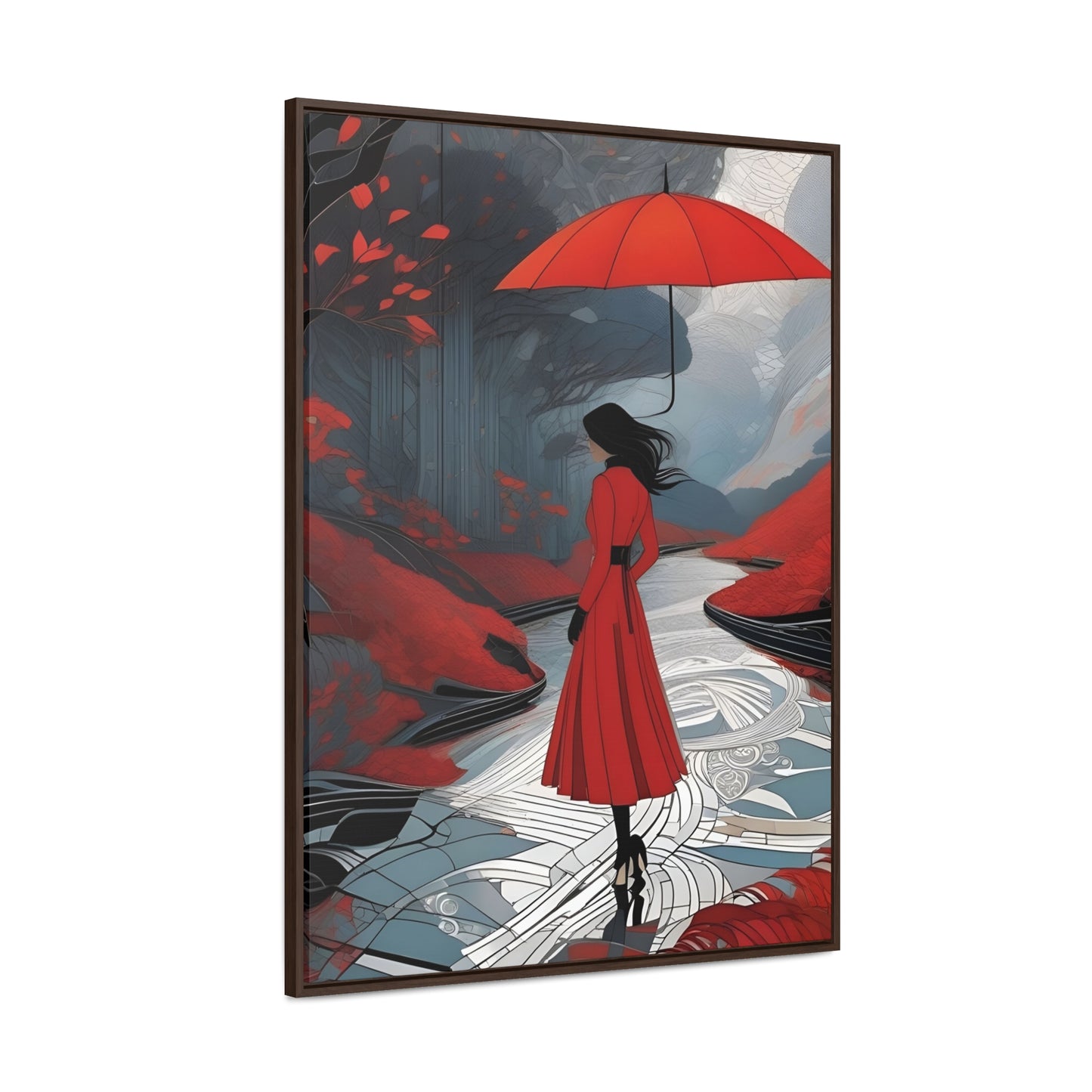 R&RH Red Umbrella Art Canvas Wrap - Elegant Wall Decor for Home