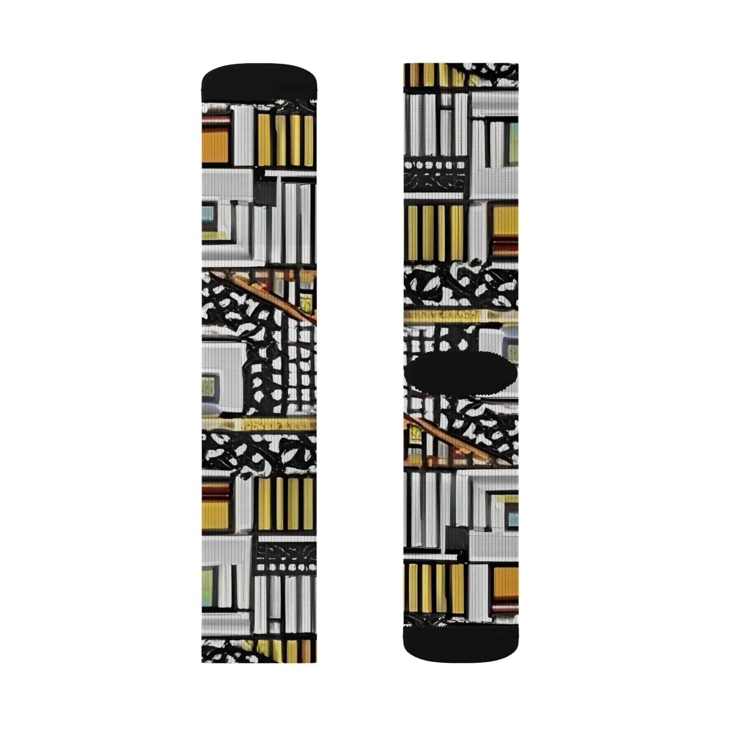 R&RH Artistic Yellow Unisex Patterned Sublimation Socks - Unique Abstract Design for Stylish Comfort