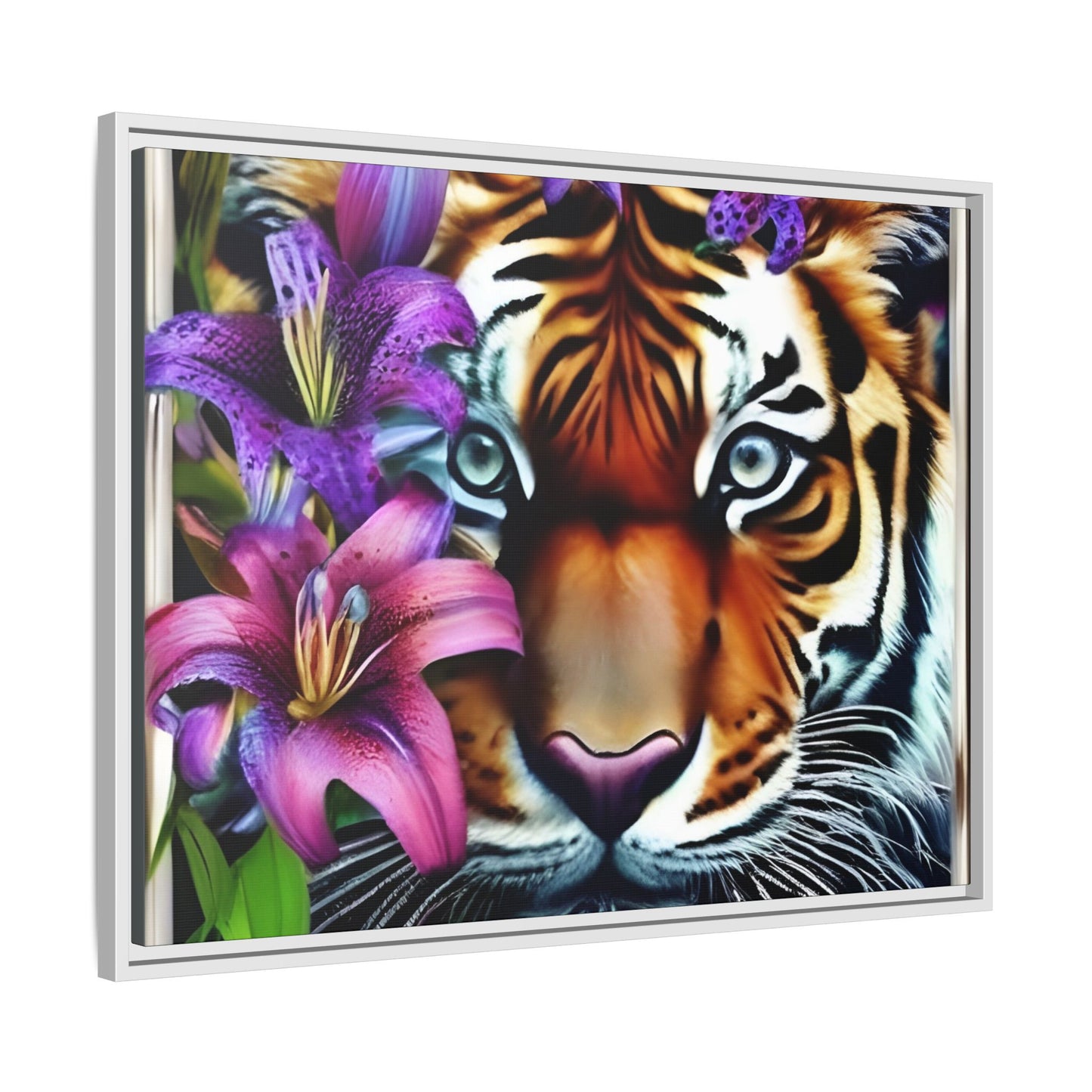 R&RH Vibrant Tiger Floral Framed Canvas Art