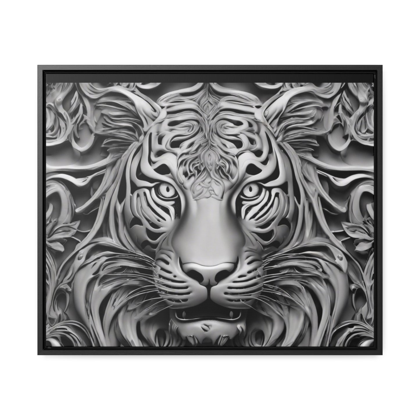 R&RH Black and White Lion Gallery Canvas With Horizontal Frame