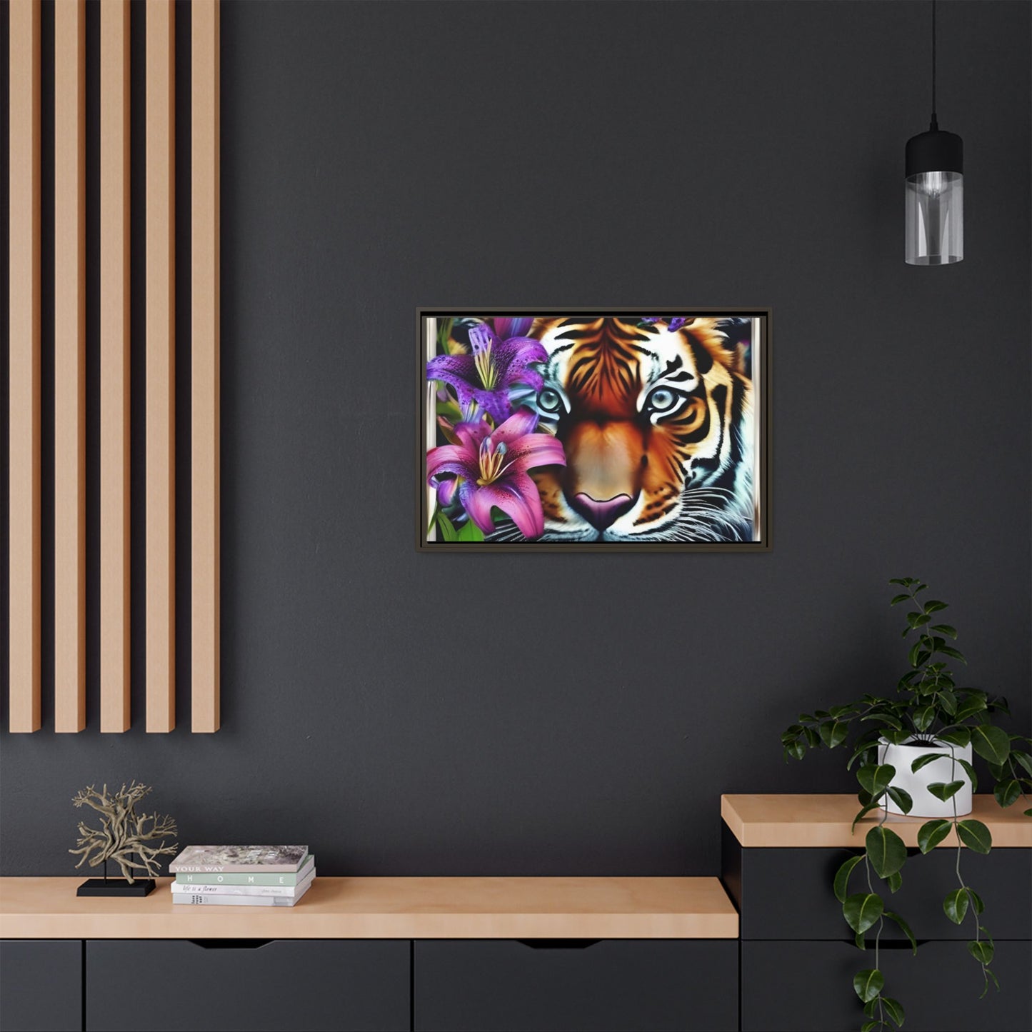 R&RH Vibrant Tiger Floral Framed Canvas Art