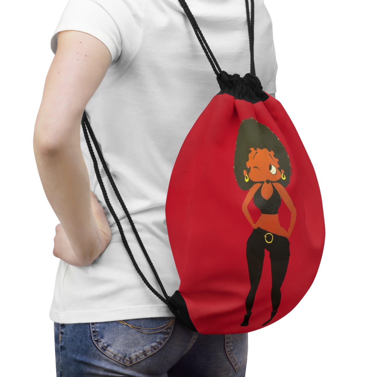 R&RH Red Caricature Drawstring Bag