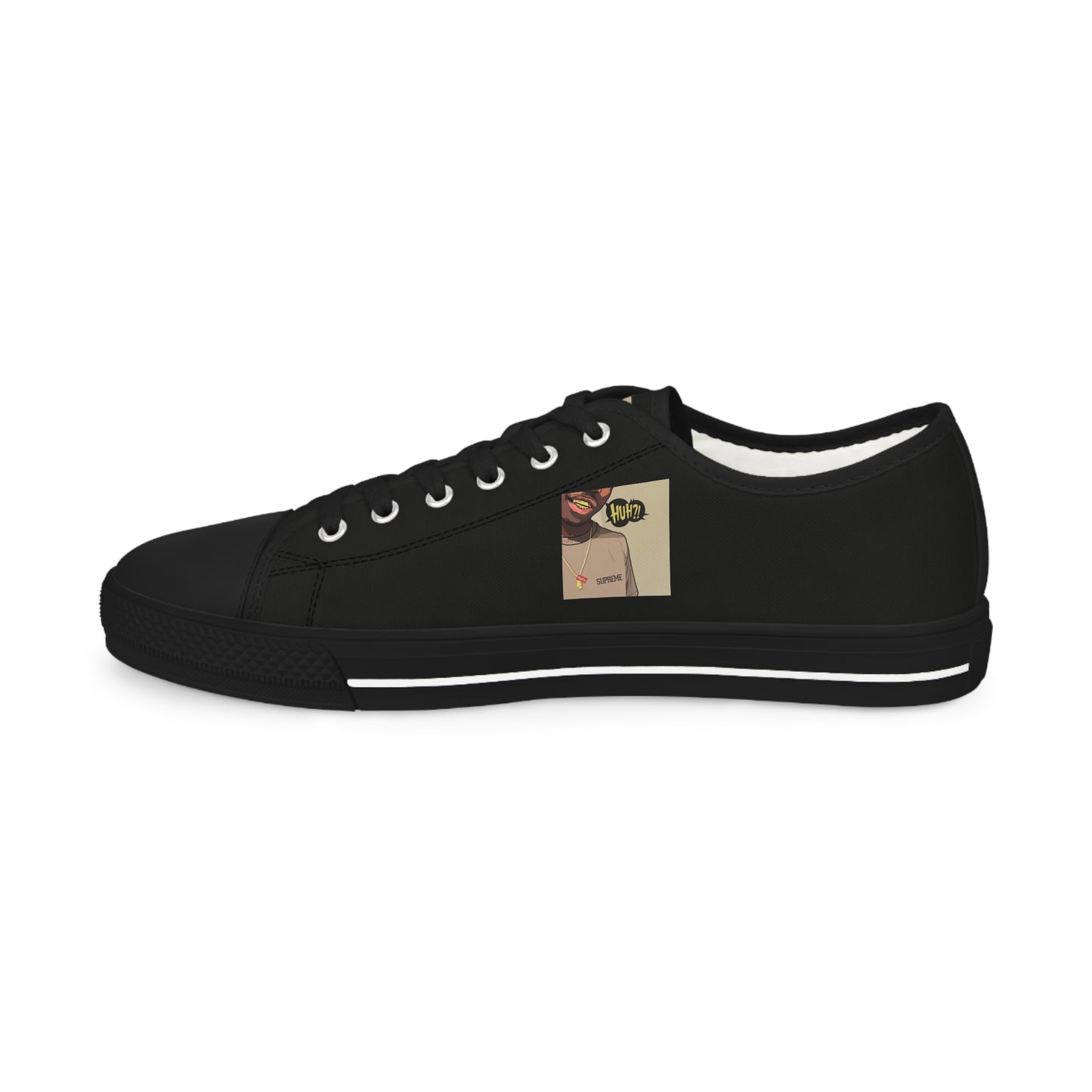 R&RH Stylish Men's Low Top Black Sneakers with Unique Graphic Design