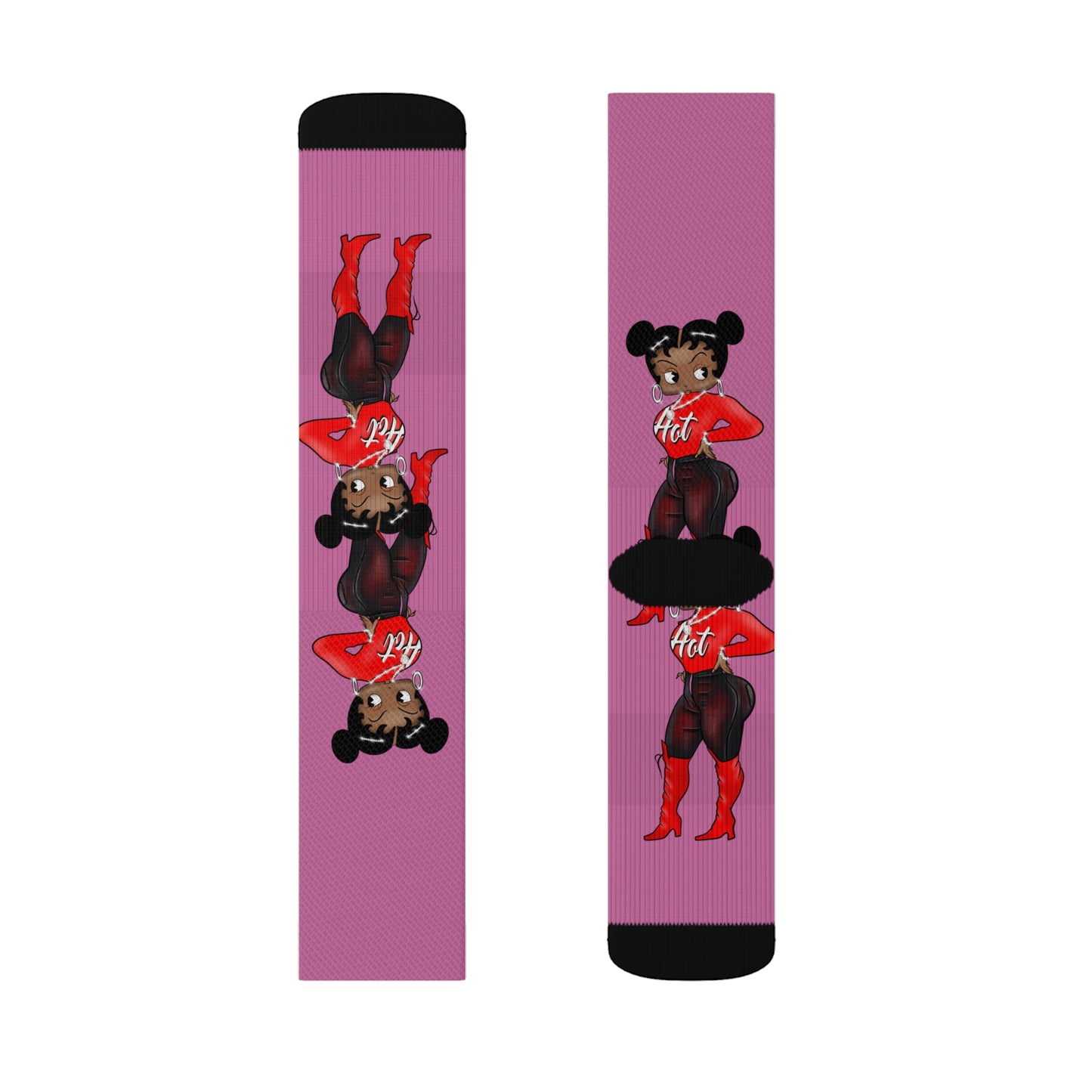 R_RH Pink Caricature Sublimation Socks