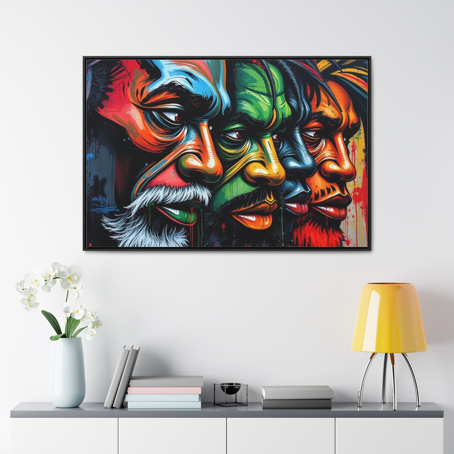 R&RH Vibrant Gallery Canvas Wraps - Horizontal Framed Art featuring Colorful Changing Faces