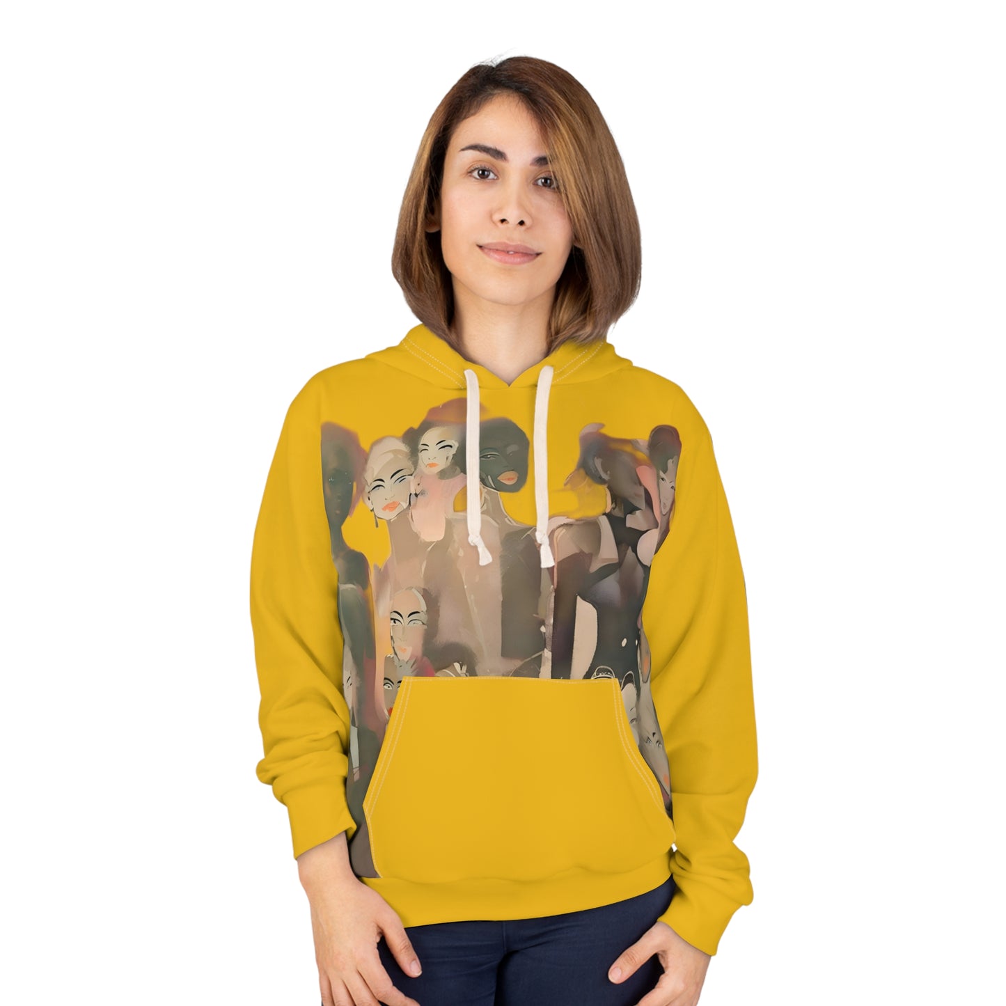 R&RH Vibrant Diversity Mustard Unisex Pullover Hoodie - Artistic Mustard Yellow Design