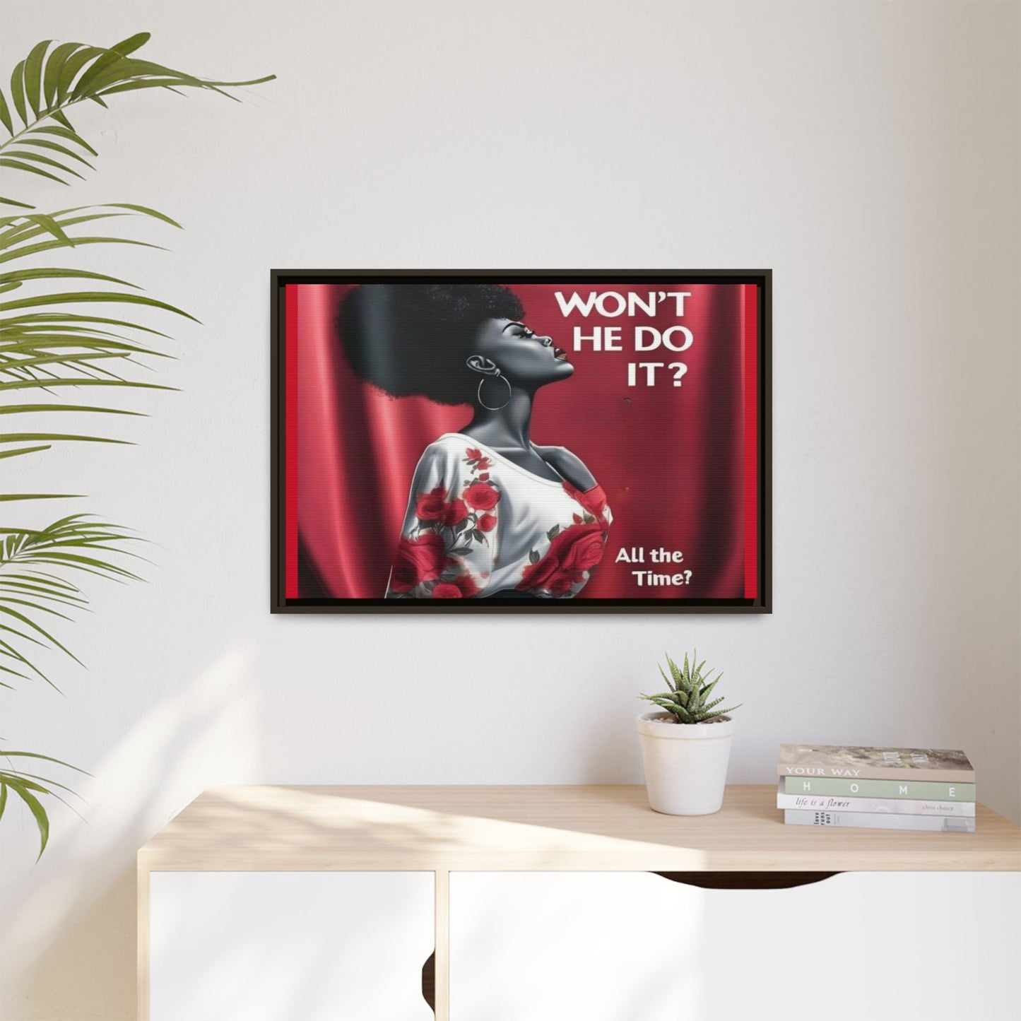 R&RH Inspirational Framed Canvas Art - "Won't He Do It?"