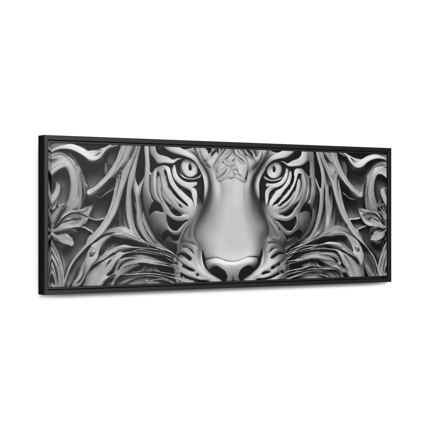 R&RH Black and White Lion Gallery Canvas With Horizontal Frame