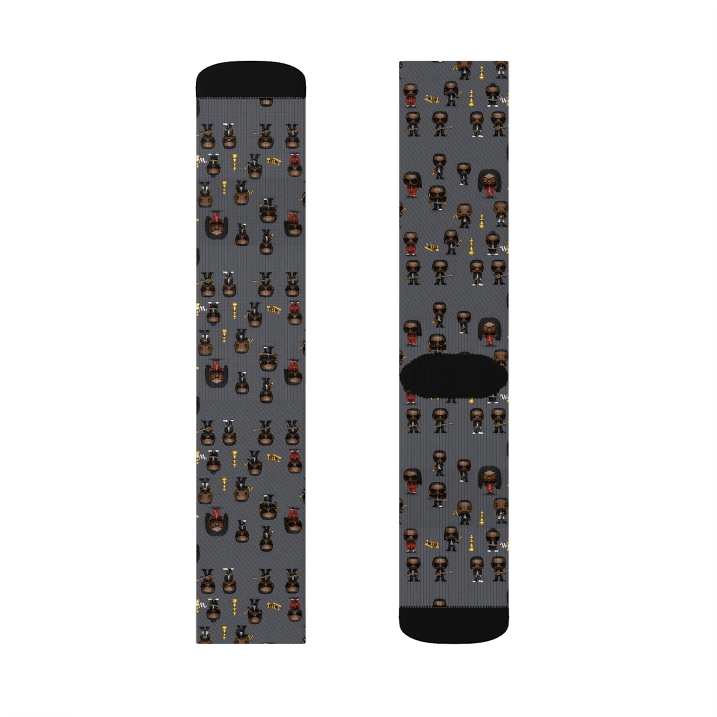 R_RH Grey Caricature Toon Men Sublimation Socks - Rich and Rich Homeopportunities 