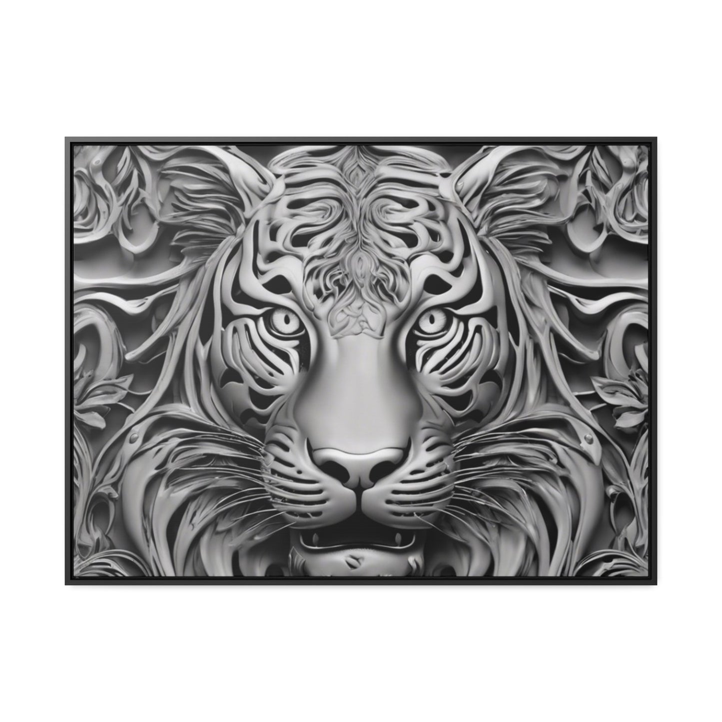 R&RH Black and White Lion Gallery Canvas With Horizontal Frame