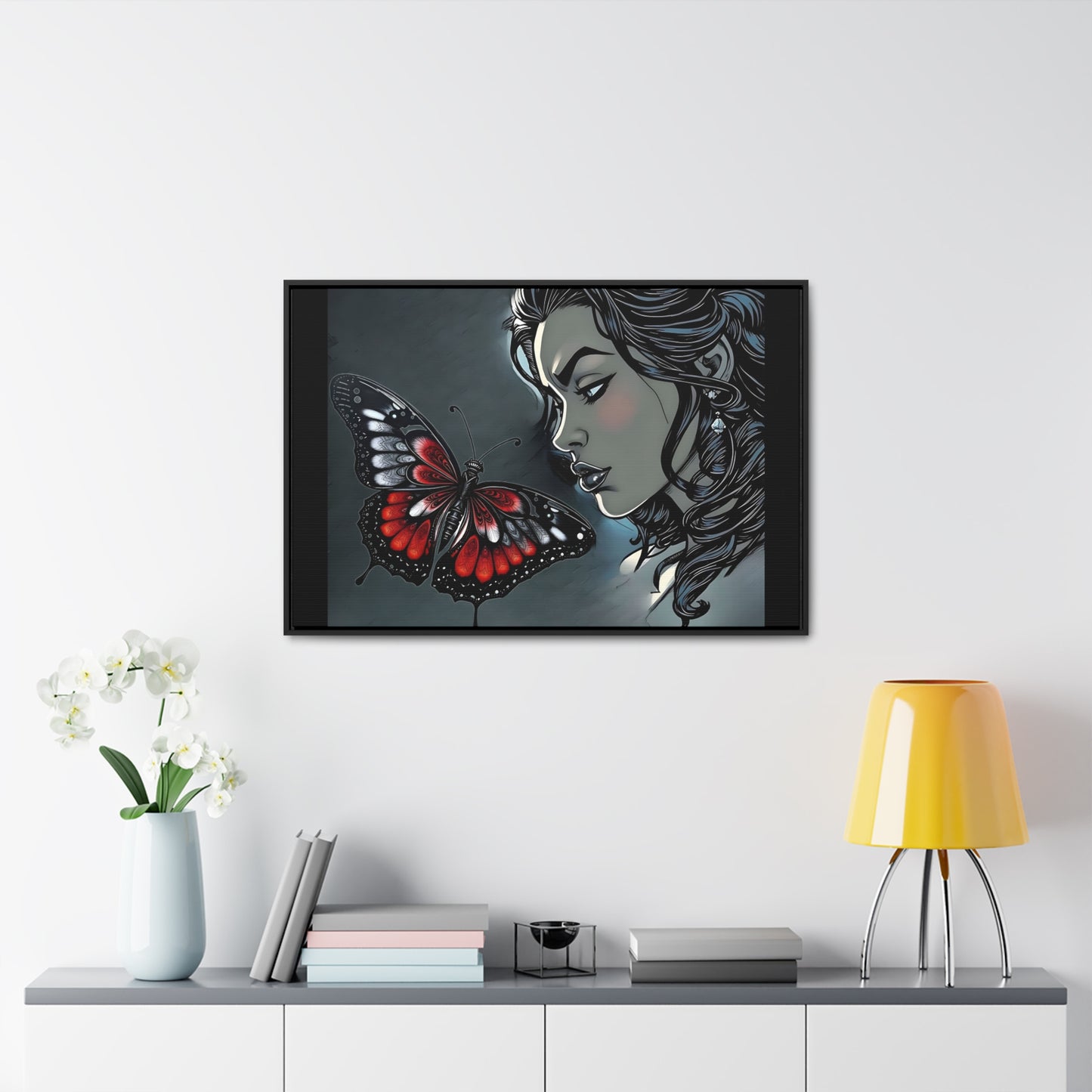 R&RH Black Butterfly Dream Canvas Art - Horizontal Frame - Modern Wall Decor