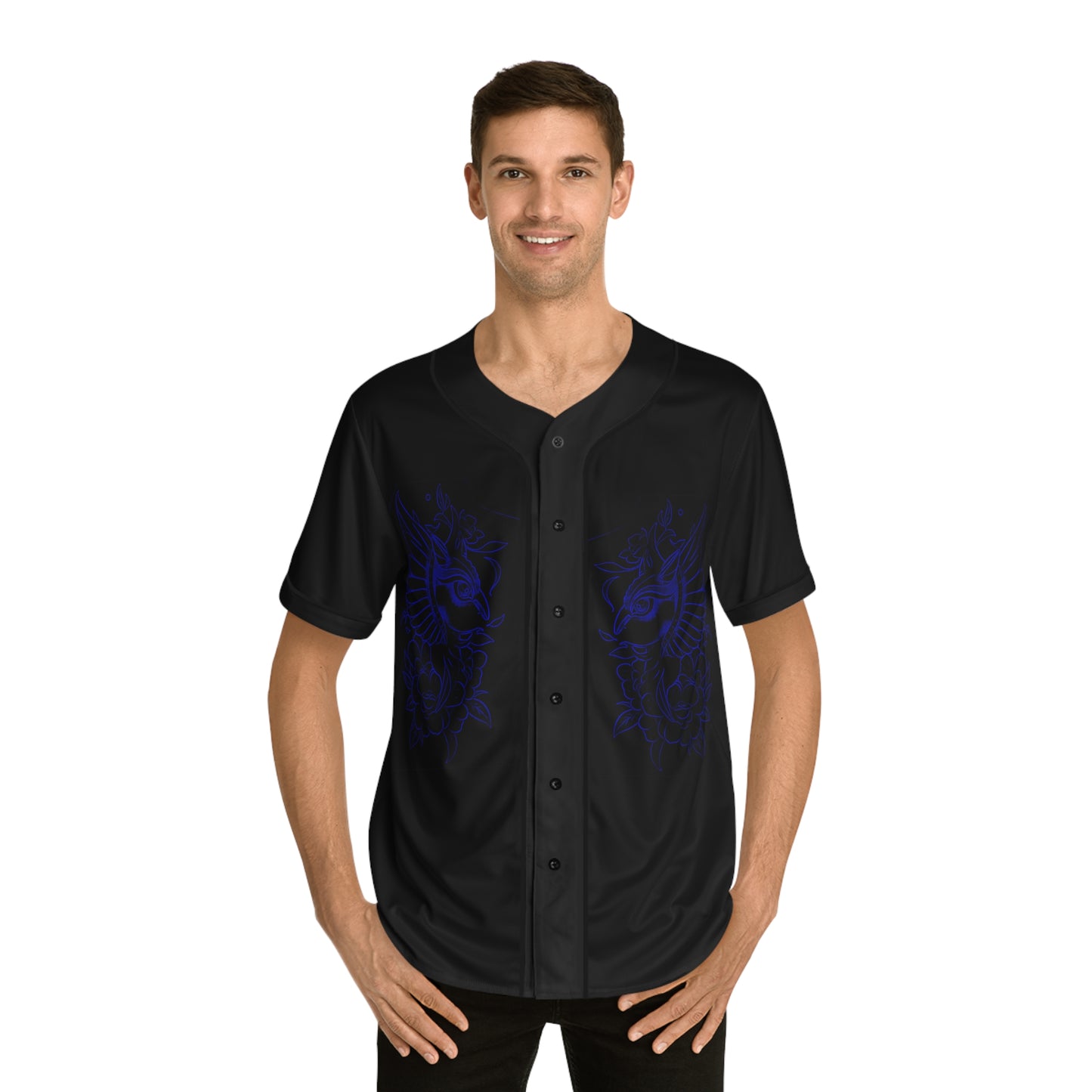 R&RH Men's Baseball Jersey with Blue Dragon Design