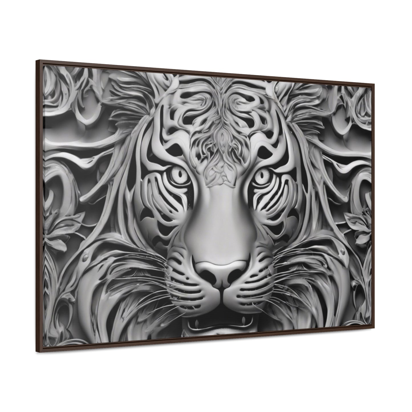 R&RH Black and White Lion Gallery Canvas With Horizontal Frame