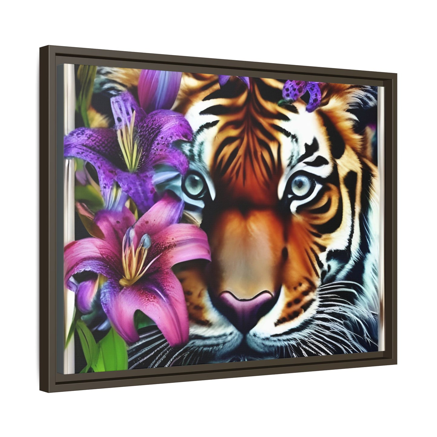 R&RH Vibrant Tiger Floral Framed Canvas Art