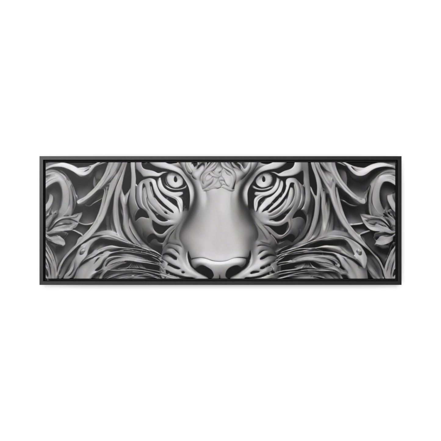 R&RH Black and White Lion Gallery Canvas With Horizontal Frame