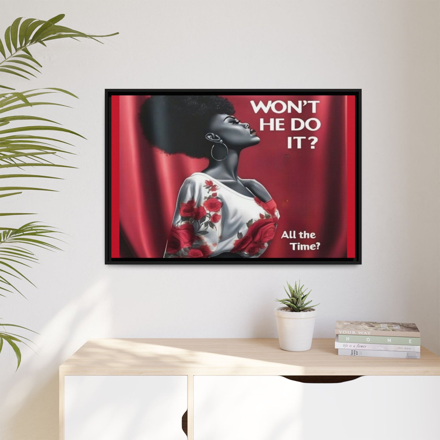 R&RH Inspirational Framed Canvas Art - "Won't He Do It?"