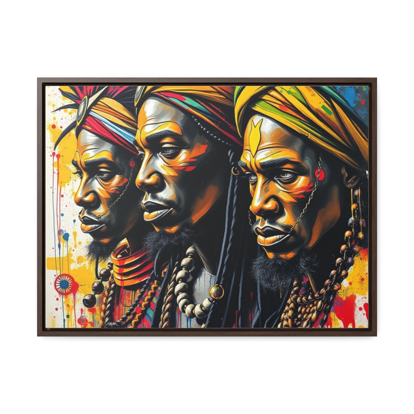 R&RH Cultural Heritage Canvas Wrap - Vibrant Art of Three Warriors