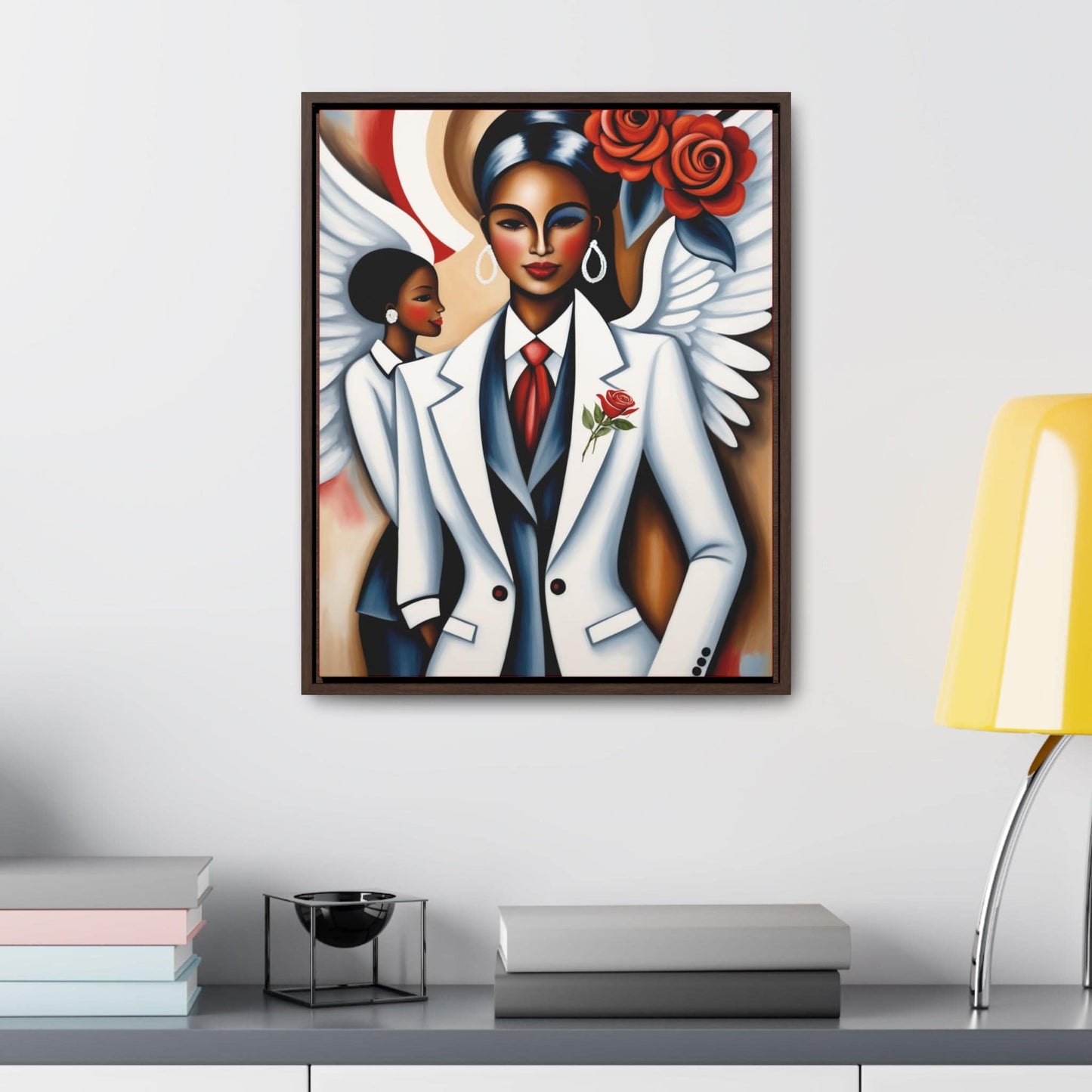 R&RH Red and White Angels Smile Canvas Portrait Empowering Gallery Canvas Wrap - Modern Art for Inspirational Spaces