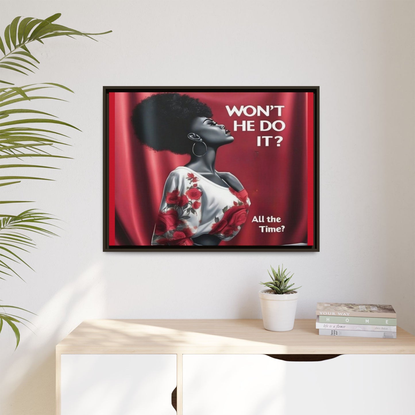 R&RH Inspirational Framed Canvas Art - "Won't He Do It?"