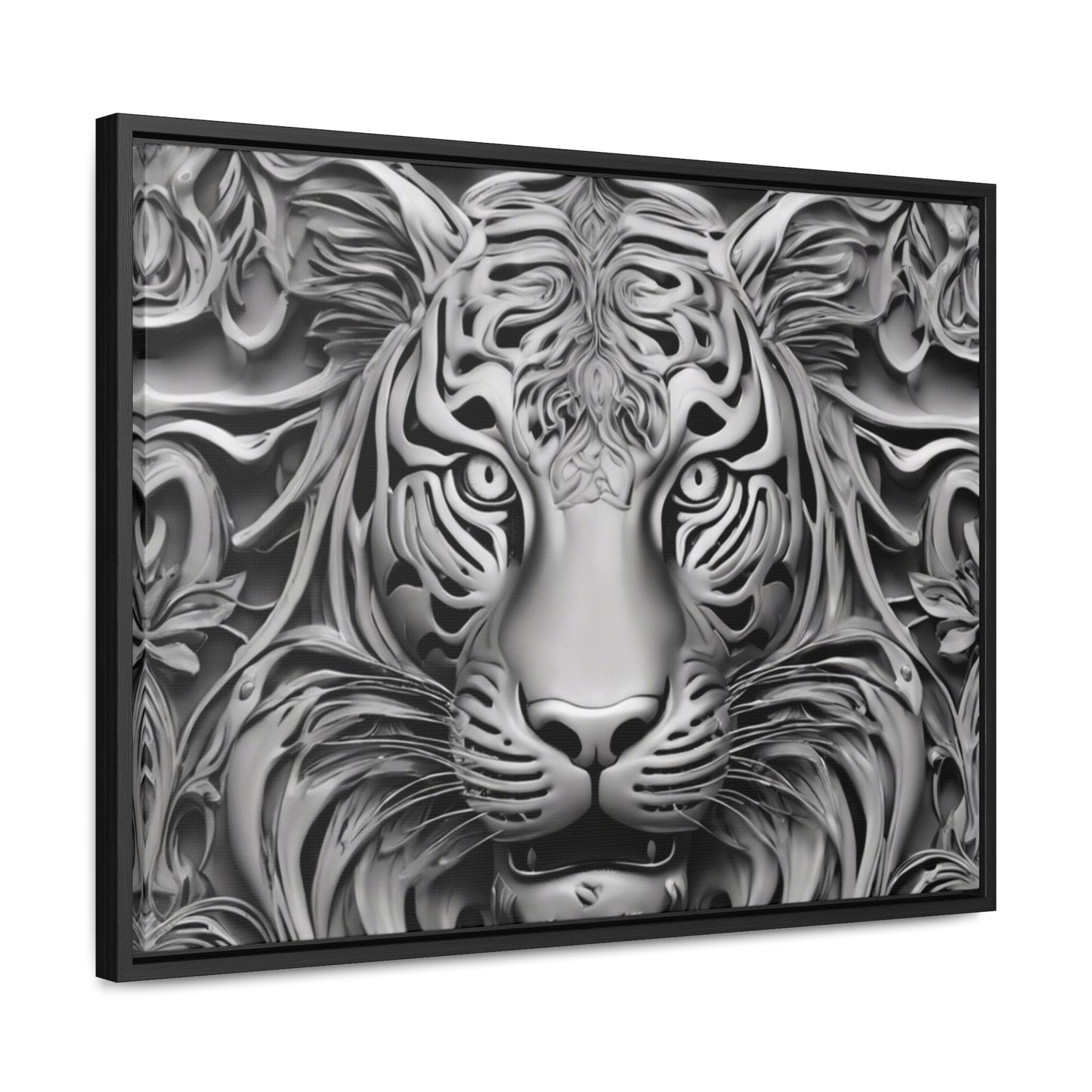 R&RH Black and White Lion Gallery Canvas With Horizontal Frame