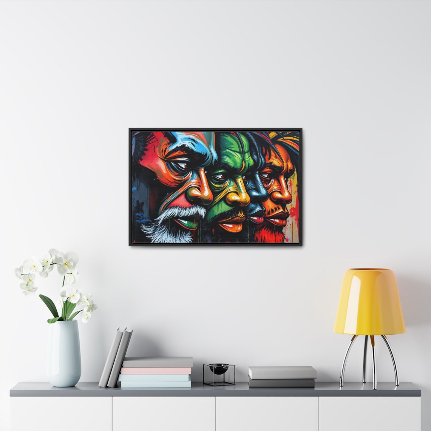 R&RH Vibrant Gallery Canvas Wraps - Horizontal Framed Art featuring Colorful Changing Faces