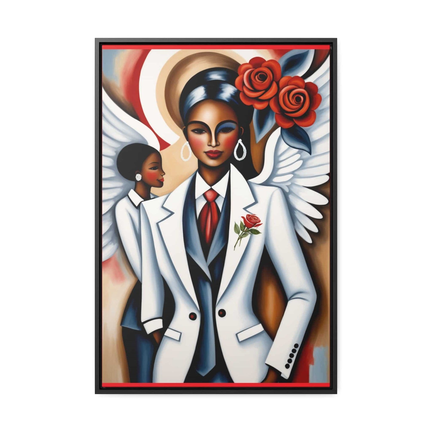 R&RH Red and White Angels Smile Canvas Portrait Empowering Gallery Canvas Wrap - Modern Art for Inspirational Spaces