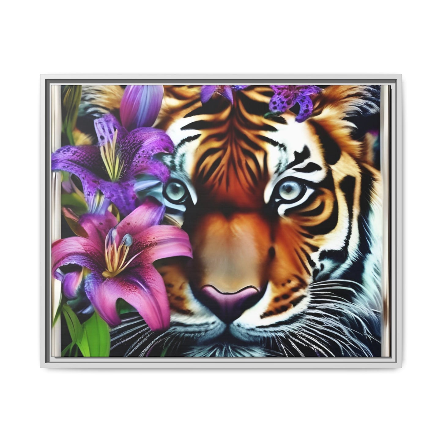 R&RH Vibrant Tiger Floral Framed Canvas Art