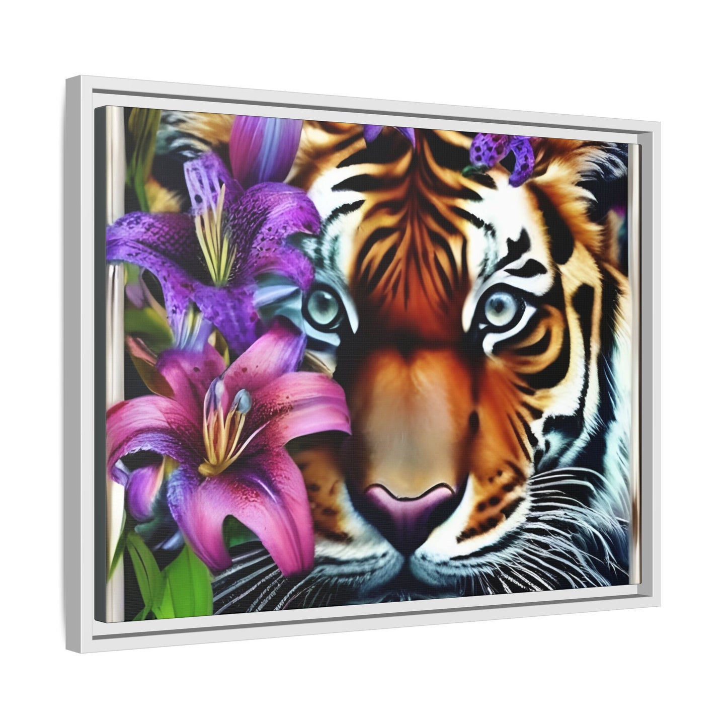 R&RH Vibrant Tiger Floral Framed Canvas Art