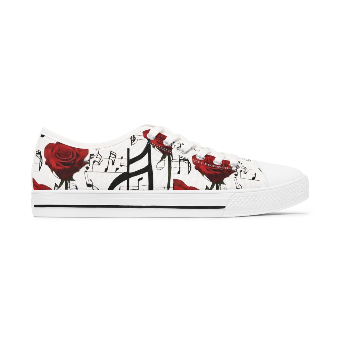 R&RH Musical Rose Women’s Low Top Sneakers - Stylish Casual Footwear for Music Lovers